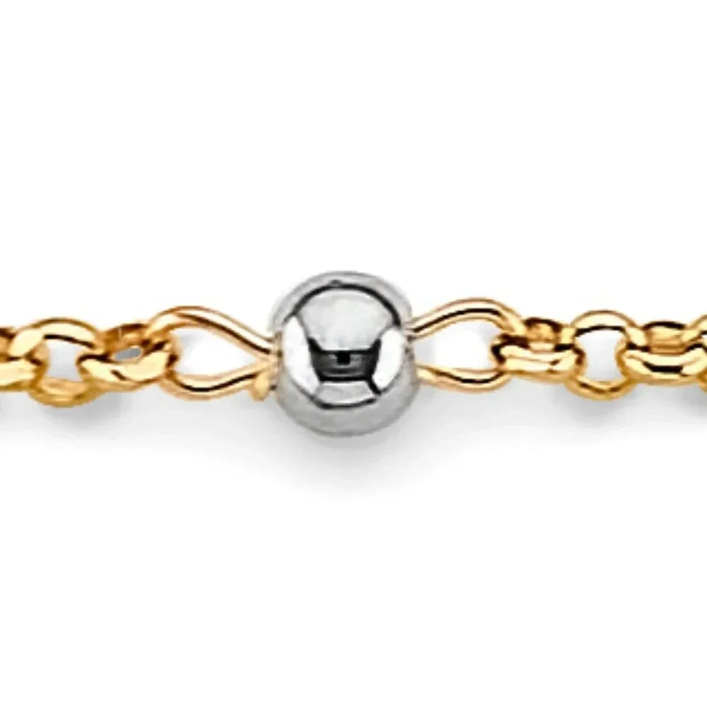 KIDS GIRLS 14K 3 COLOR GOLD DOLPHIN BALL Bracelet 5